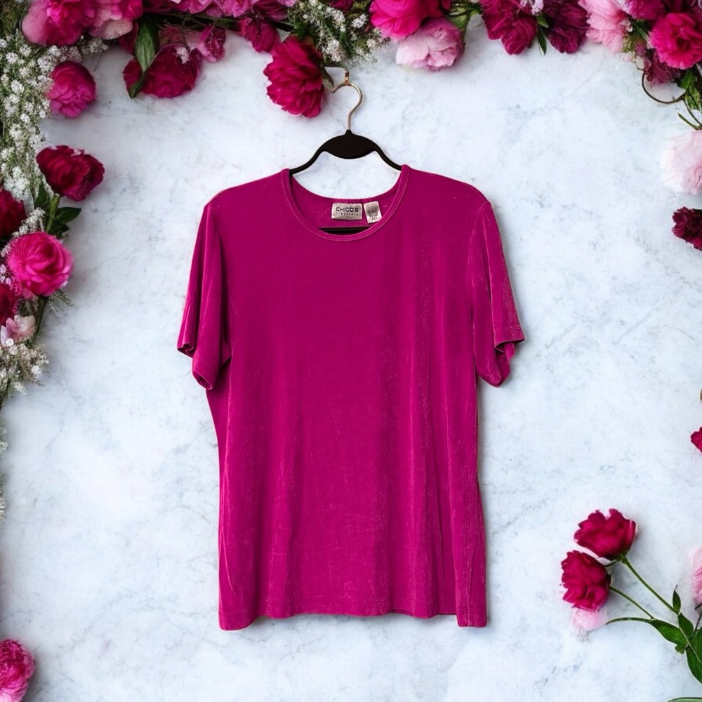 Chico’s Travelers Fuchsia Pink Shimmery Top